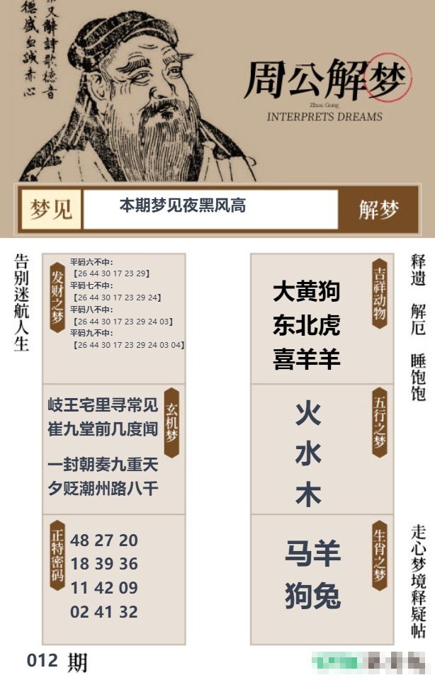 012期周公解梦贴[图]